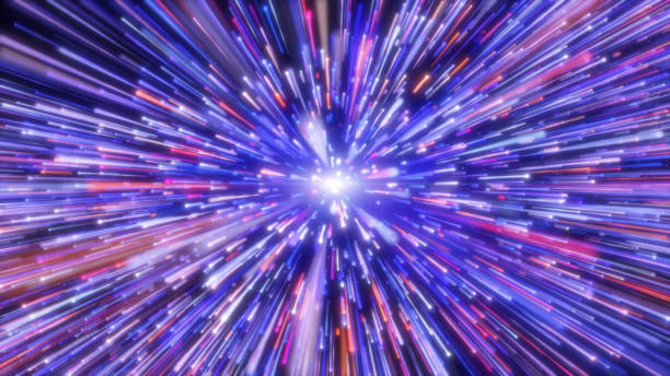 istock Abstract pink blue light trail creative cosmic background. 2155555083