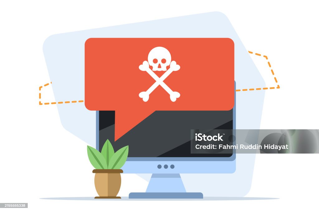 Computer Error Spam Malware Warning Concept Warning Notice On Laptop Computer Spam Data ...