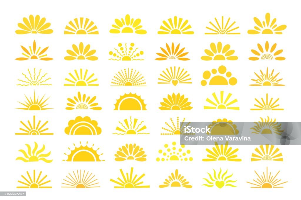 Half Sun Vector Rough Simple Yellow Half Sun Hand Drawn Vector Flat Illustration With ...