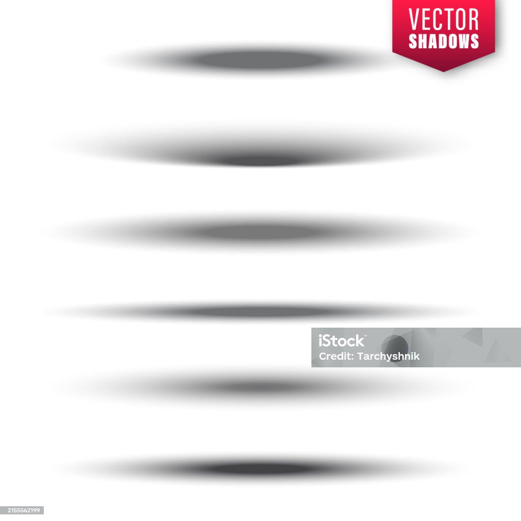 Round Shadow Model Realistic Shadow Effect Round Shadows Collection Isolated On White ...