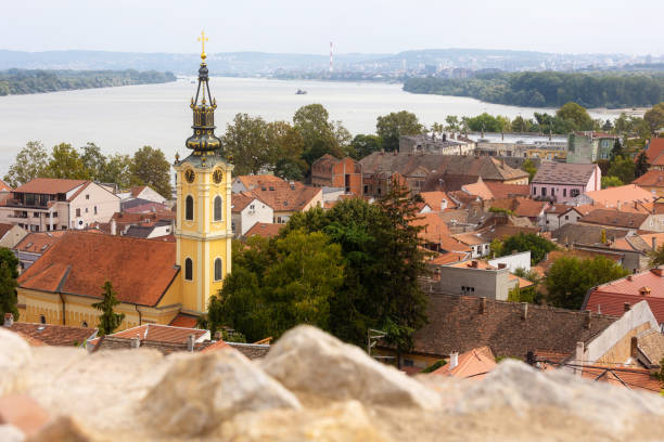 istock Belgrade, Serbia panoramic view with church, Zemun 2155568418