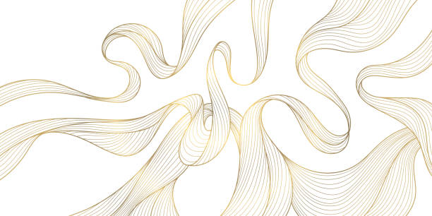 istock Vector gold wave on white background illustration, line luxury modern art. Wavy shape banner, premium wallpaper, elegant poster, curve texture. Japanese style. 2155572156