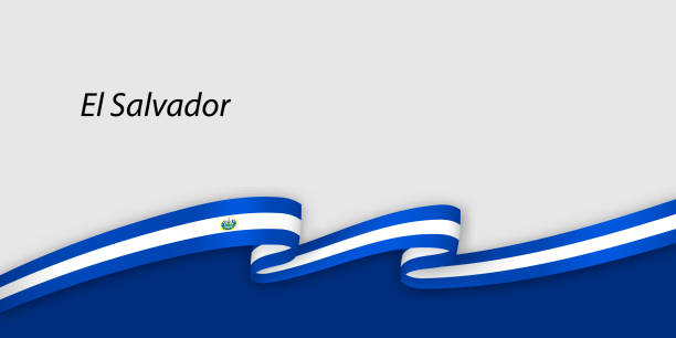 3d ribbon with national flag El Salvador isolated on white background 3d ribbon with national flag El Salvador isolated on white background with copyspace el salvador landmarks stock illustrations