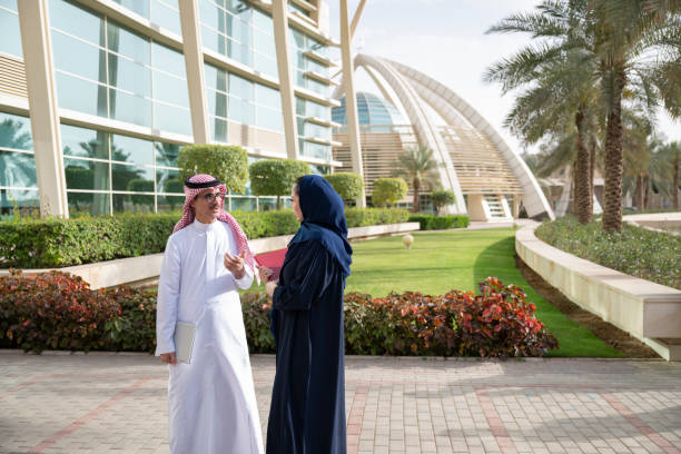 istock Colleagues in discussion at Saudi university 2155573468