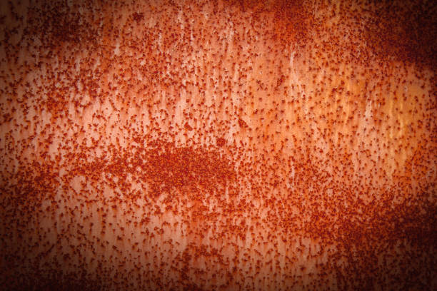 Rusty rough red sheet metal texture background. Abstract dirty poster. Copy space for text or design.
