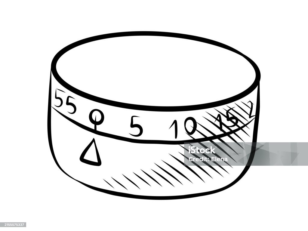 Neck Timer Drawing Black And White Vector Contour Drawing Of A Kitchen Timer Stock ...