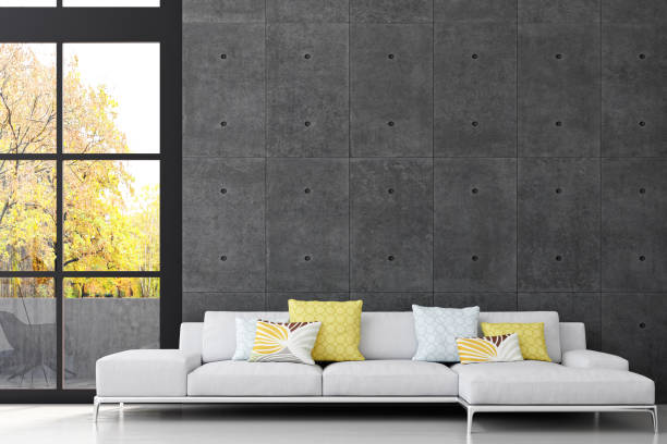 istock Illustration 3D rendering large luxury modern bright interiors Living room mockup computer digitally generated image 2155576413