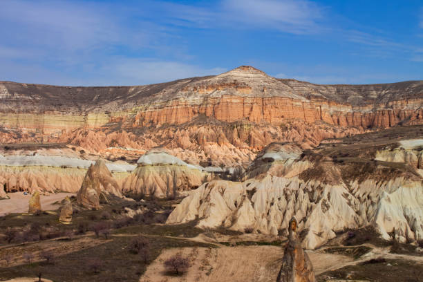 istock Beautiful fabulous landscape, bizarre mountains. Sandstone formations. Unusual mountains, stone volcanic formations. Strange and amazing views. Cappadocia, Turkey. 2155577738