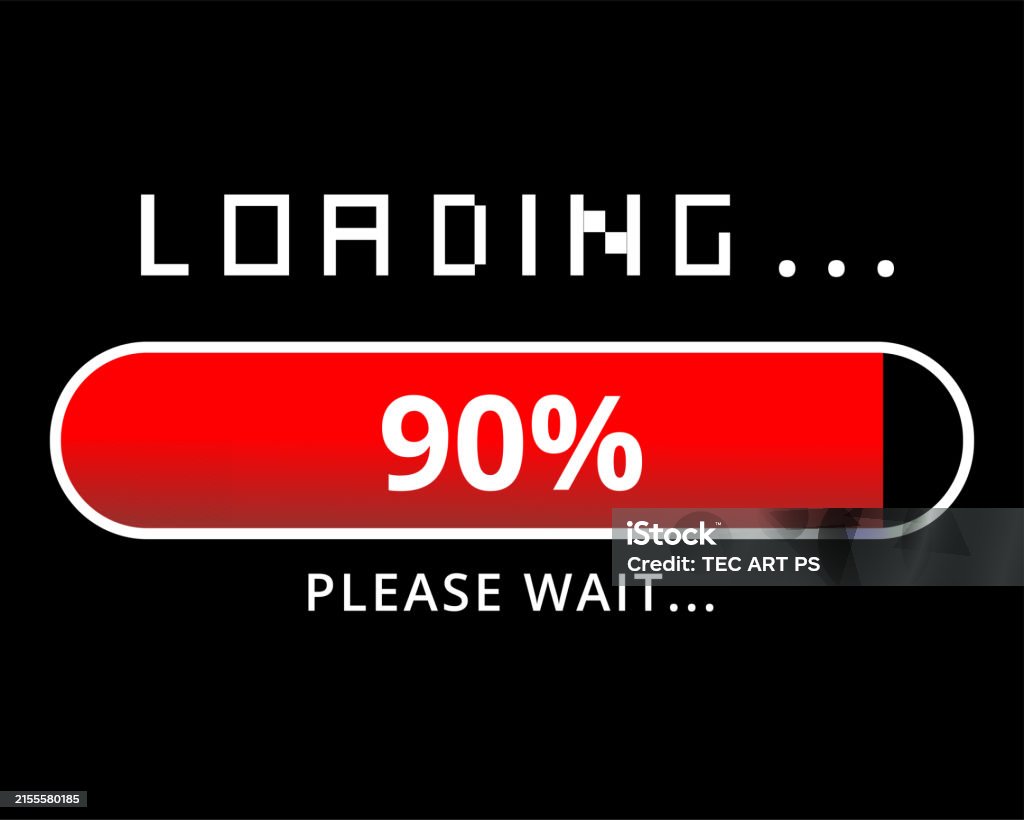 Loading 92 Loading Bar At 90 Stock Illustration - Download Image Now - Circle ...