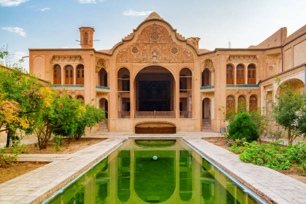Gorgeous view of traditional Iranian courtyard, Kashan