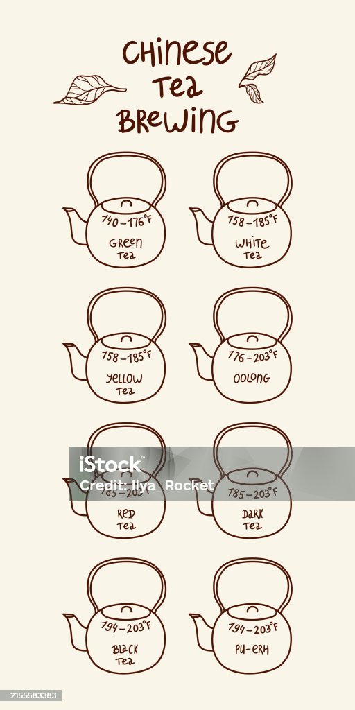 Tea Brewing Graph Chinese Tea Brewing Guide In Fahrenheit Stock Illustration - Download ...