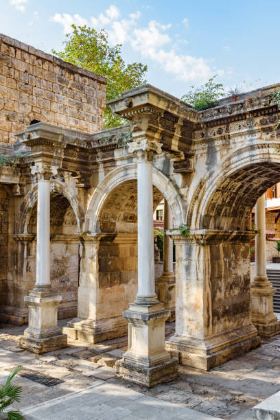 istock Awesome view of Hadrian's Gate (Uckapilar) in Antalya, Turkey 2155583394