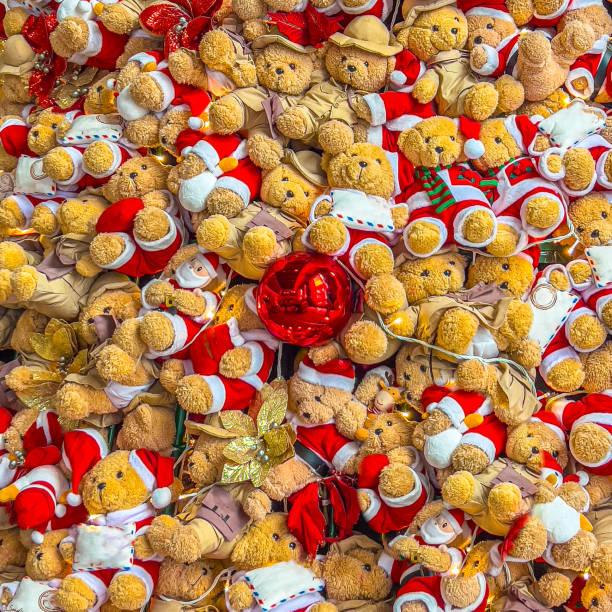 istock Bunch of teddy Bears colourfully decorated and bunched together 2155584932