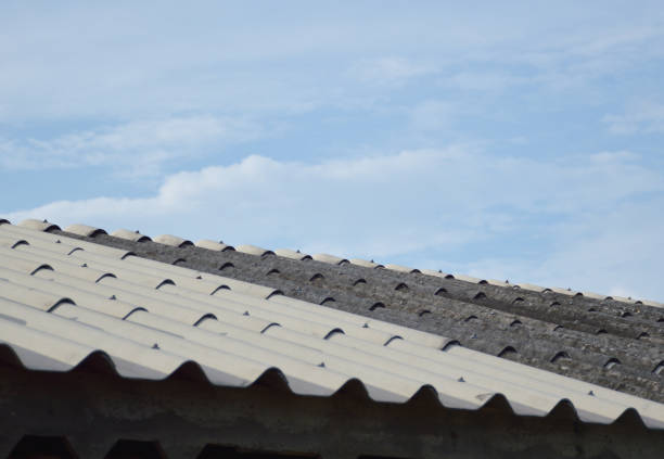 istock tiles roof with blue sky 2155585219