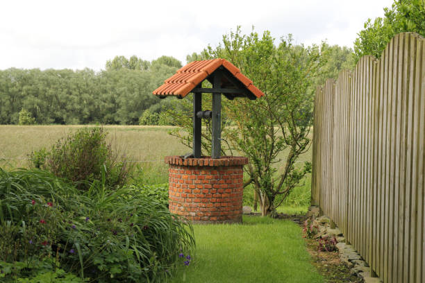 a water borehole in a green vegetable garden