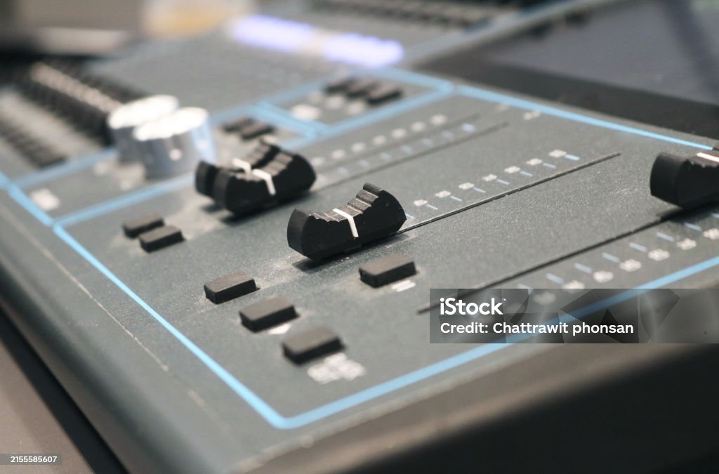 Select Stage Button Closeup Buttons Equipment On Stage Lighting Controller Console Stock ...