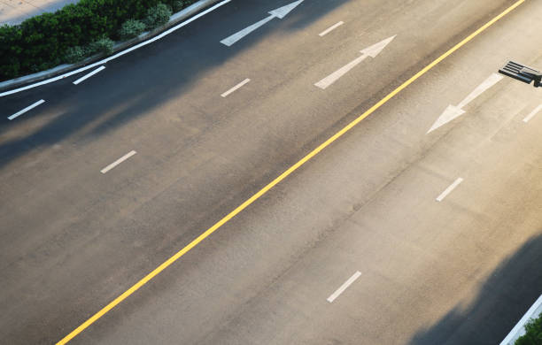 istock Empty asphalt road twin lane aerial view background. 2155585890