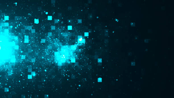 istock Colorful animation of bright particles flying horizontally. Dynamic particles randomly float in slow motion in space. Shimmering sparkling particles. Real colored particles in the air. 3d 2155586361