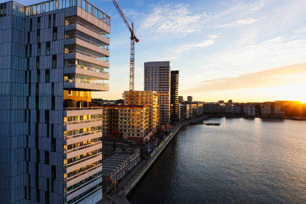 istock High angle view of buildings by a river 2155586518