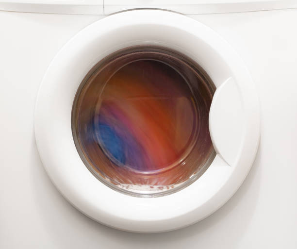 Full frame of washing machine, copy space