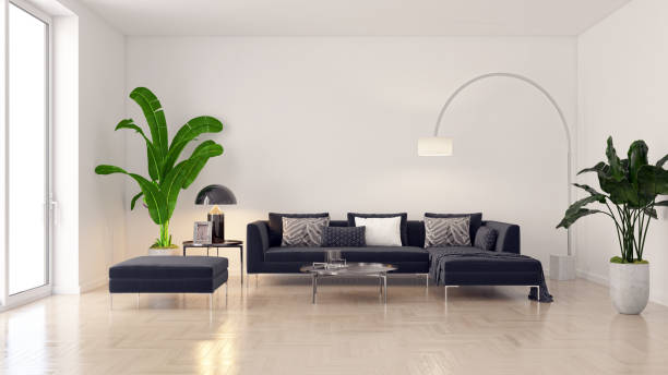istock Large luxury modern bright interiors Living room mockup illustration 3D rendering image 2155589142