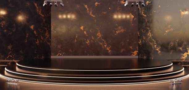 istock semicircular stage spotlight shines 3D illustration 2155589635