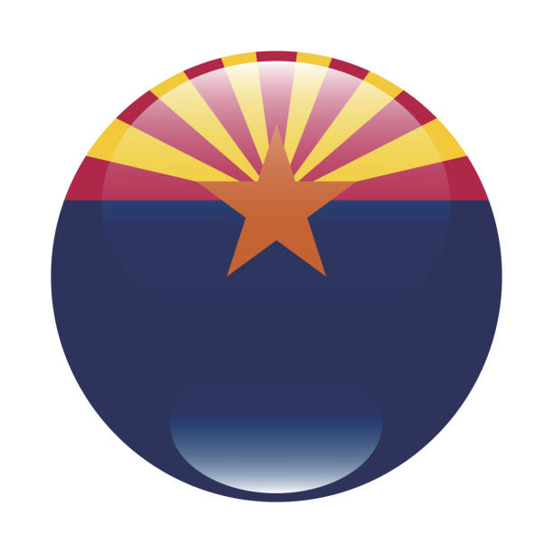 istock Arizona flag. Arizona circle flag. Flag icon. Standard color.  Computer illustration. Digital illustration. Vector illustration. 2155590397