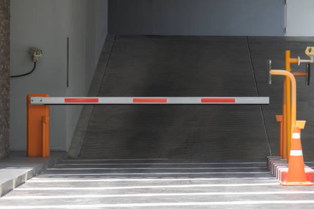 istock automatic barrier bar for home village security system with CCTV. security gate for resident. 2155591345
