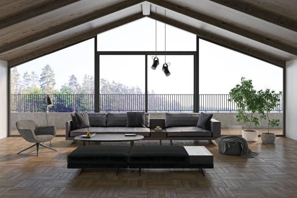 istock Large luxury modern bright interiors Living room mockup illustration 3D rendering image 2155594056