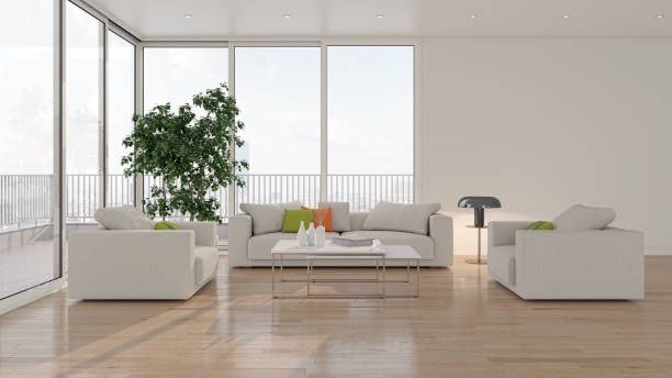istock Large luxury modern bright interiors Living room mockup illustration 3D rendering image 2155594202
