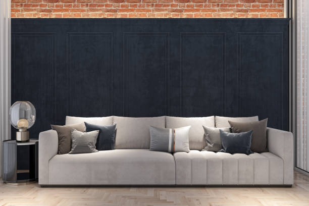 istock Large luxury modern bright interiors Living room mockup illustration 3D rendering image 2155594432
