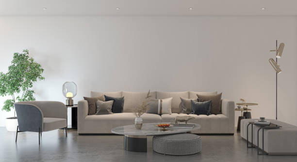 istock Large luxury modern bright interiors Living room mockup illustration 3D rendering image 2155594670