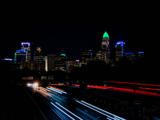Long Exposure of the Skyline of Charlotte