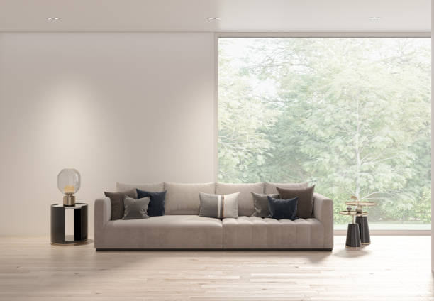 istock Large luxury modern bright interiors Living room mockup illustration 3D rendering image 2155594829