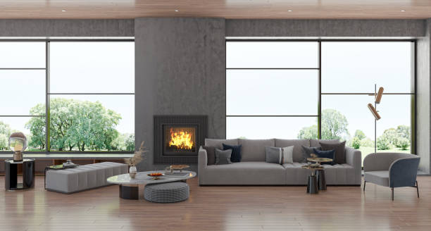 istock Large luxury modern bright interiors Living room mockup illustration 3D rendering image 2155594908