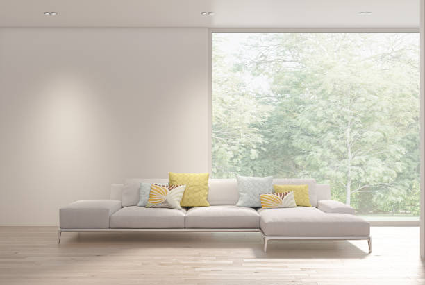 istock Large luxury modern bright interiors Living room mockup illustration 3D rendering image 2155594925