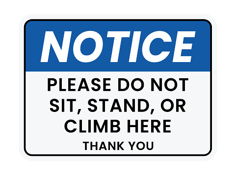 Not Sit Sticker Please Do Not Sit Stand Or Climb Here Sign Label Sticker Vector Stock ...