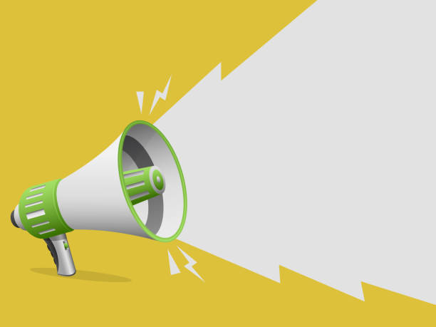 illustrazioni stock, clip art, cartoni animati e icone di tendenza di megaphone vector illustration - gridare