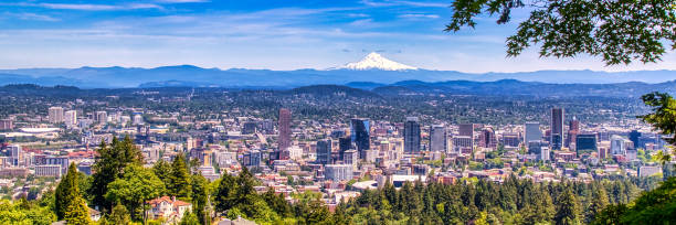 istock Panorama Portland Oregon skyline with Mt. Hood 2155604310