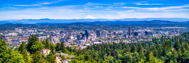istock Panorama Portland Oregon skyline with Mt. Hood 2155604314