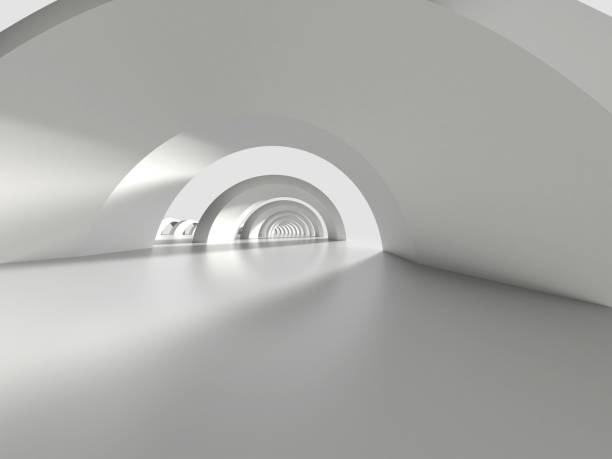 istock 3D illustration of a white archway with light streaming in 2155605243