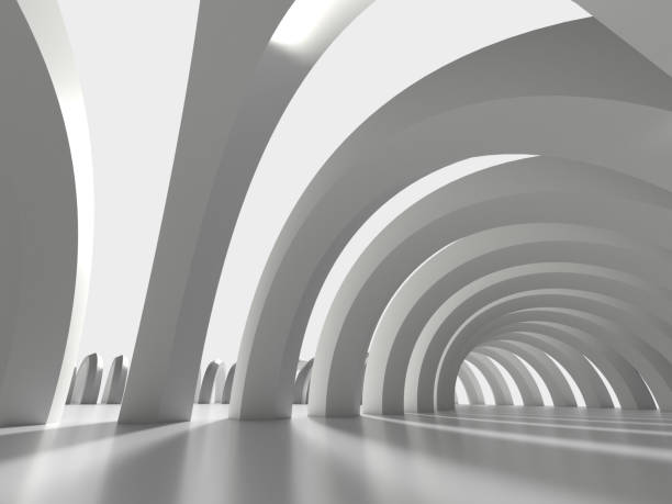 istock 3D illustration of a white archway with light streaming in 2155605249