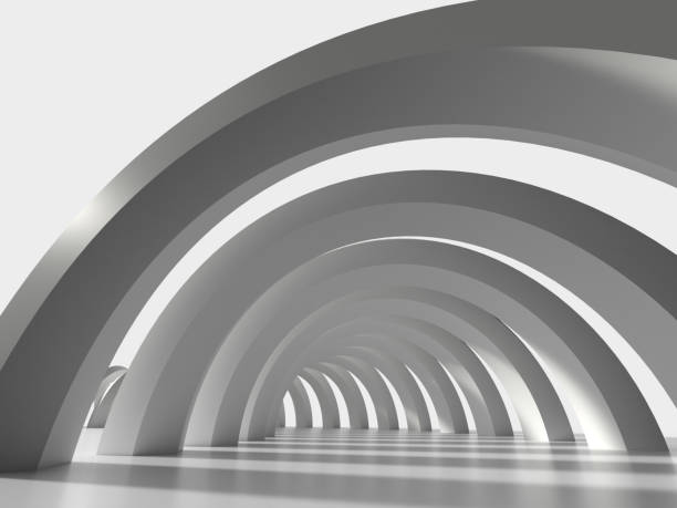 istock 3D illustration of a white archway with light streaming in 2155605250
