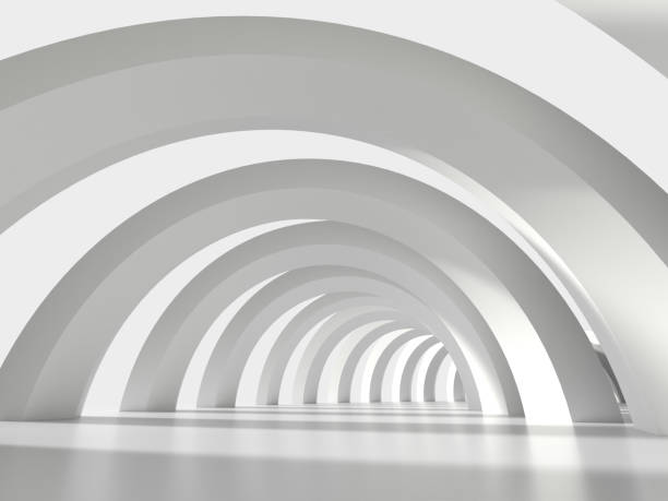 istock 3D illustration of a white archway with light streaming in 2155605265