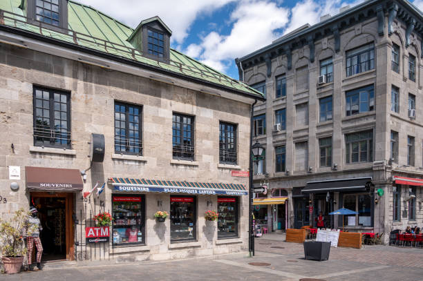 Gift Shop, Place Jacque Cartier Montreal, Quebec - May 24, 2024: Gift shop on Place Jacques Cartier in Old Montreal. place jacques cartier stock pictures, royalty-free photos & images