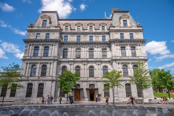 Exterior of Montreal's City Hall Montreal, Quebec - May 24, 2024: Exterior of Montreal's City Hall. place jacques cartier stock pictures, royalty-free photos & images