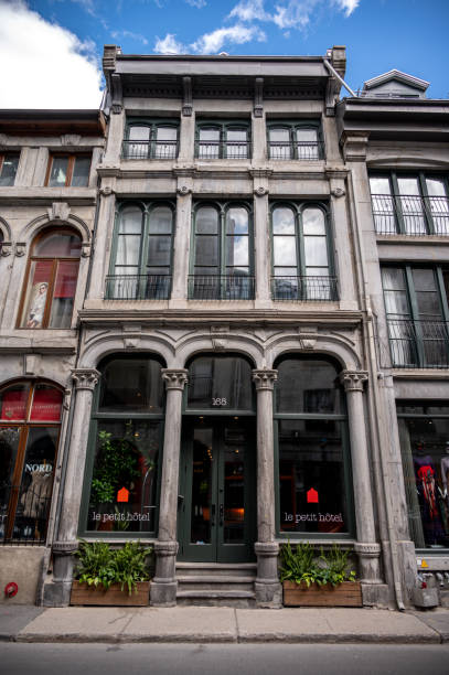 Montreal, Quebec - May 24, 2024: Le Petit Hotel in the old town are of Montreal.