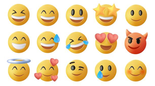 illustrations, cliparts, dessins animés et icônes de ensemble 3d d’emojis souriants et affectueux. émoticônes grand ensemble. ensemble d’icônes vectorielles. emoji des médias sociaux. collection de visages emoji - émoticon