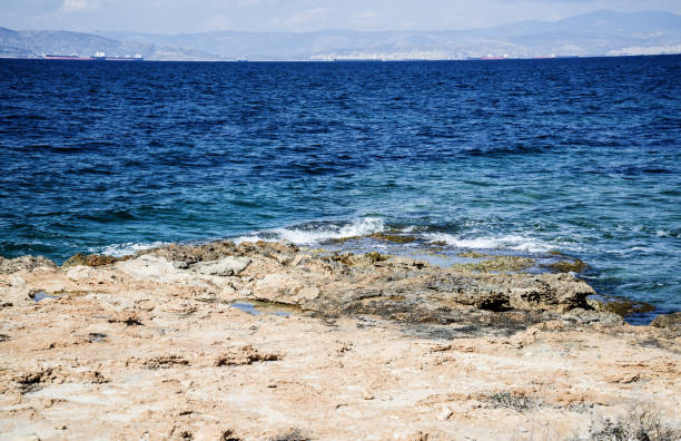 istock morning summer Greek sea with ships 2155617207