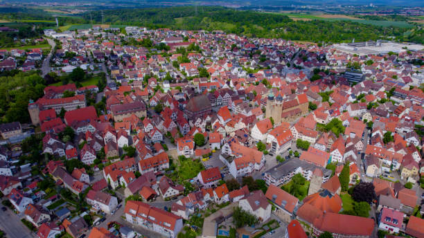 istock Aerial view around the village Iptingen 2155622036